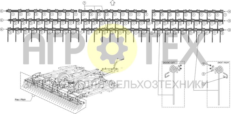 Чертеж TRIPLE FINGER HARROW FOR 8M