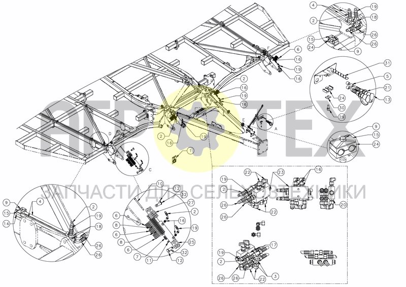 Чертеж HYDRAULIC DEPTH CONTROL - FRONT