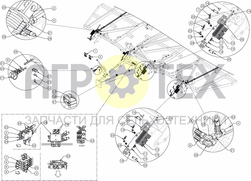 Чертеж HYDRAULIC DEPTH CONTROL - FRONT