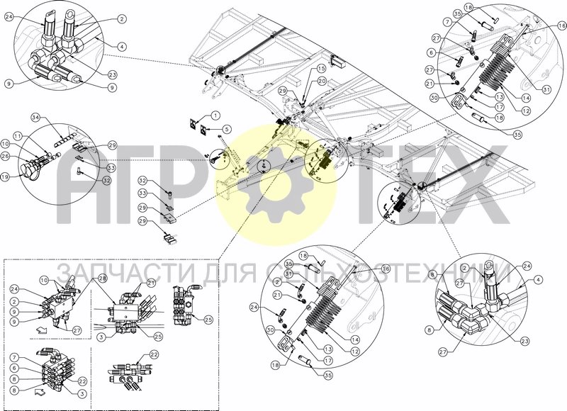 Чертеж HYDRAULIC DEPTH CONTROL - FRONT