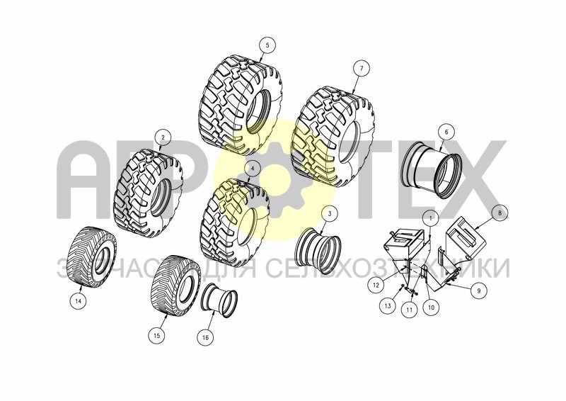 Чертеж WHEEL AND WHEEL CHOCKS