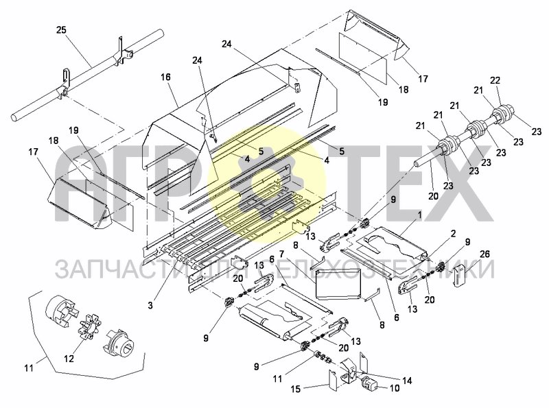 Чертеж REAR CONVEYOR 2020MM