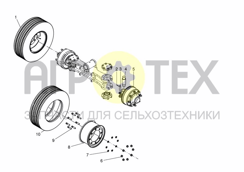 Чертеж REAR AXLE, HYDRAULIC BRAKE, WHEELS 20/22M3