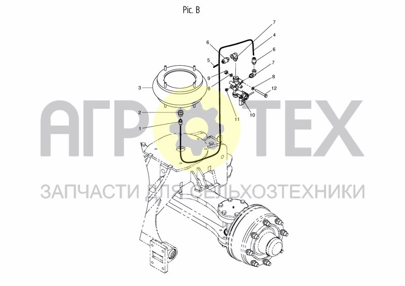 Чертеж AIR SYSTEM REAR AXLE LOWER DEVICE - PIC. B