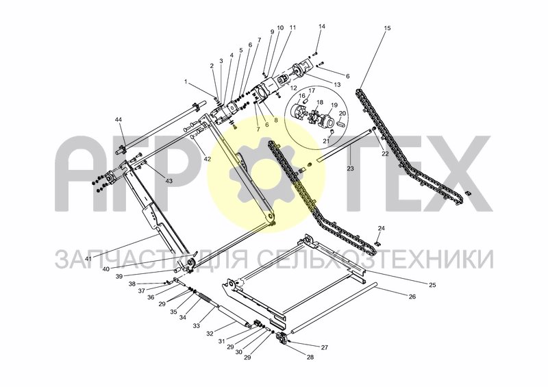 Чертеж CHAIN CONV. 1100 FOLDING - REAR LH/RH