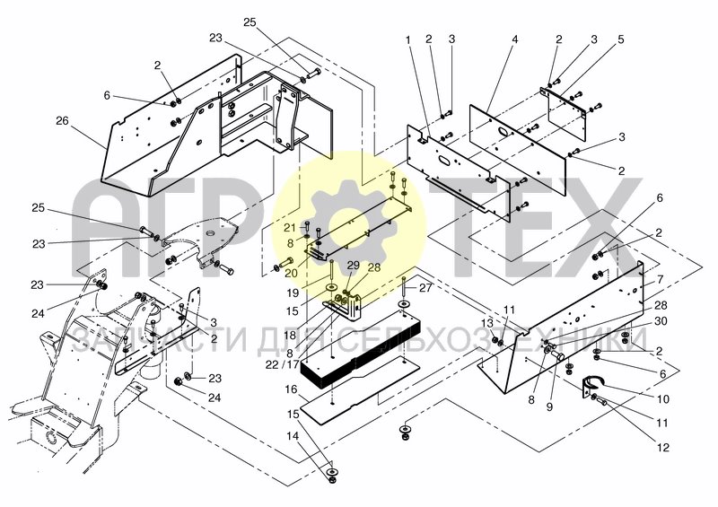 Чертеж REAR STEERING AXLE, BATTERY BOX