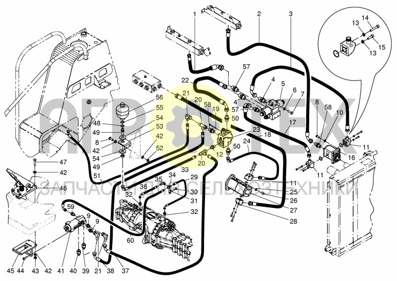 Чертеж HYD. SERVICE SYSTEM - FAN & BRAKE 4-CYL