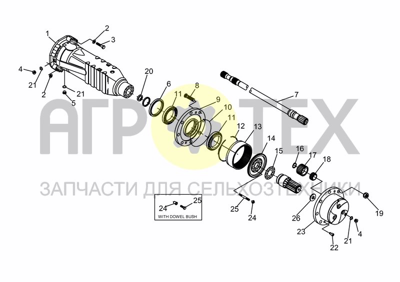 Чертеж AXLE - 15/25 KM/H HUB REDUCTION