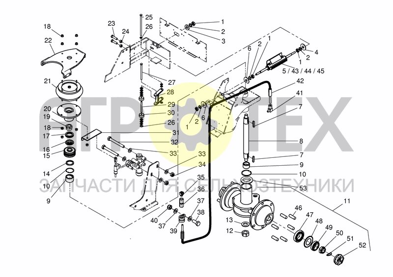 Чертеж REAR STEERING AXLE - 25/40 KM/H