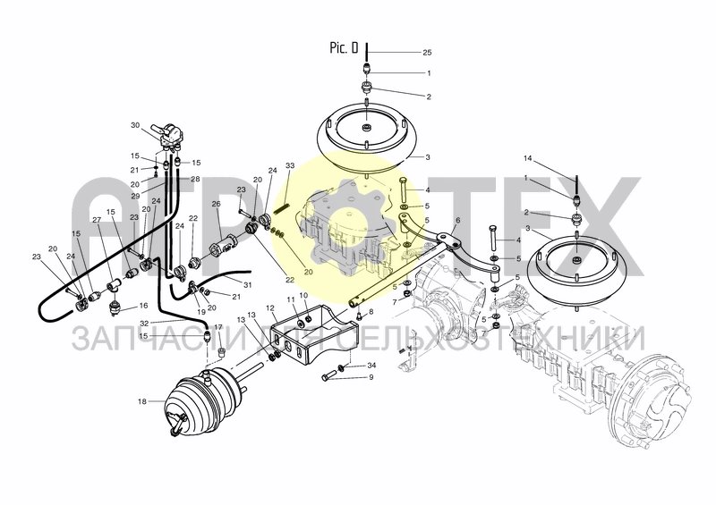 Чертеж AIR SYSTEM FRONT AXLE - PIC. D