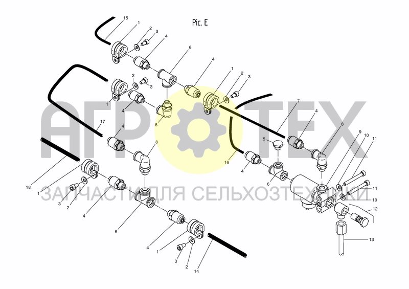 Чертеж AIR SYSTEM FRONT LOWER DEVICE - PIC. E