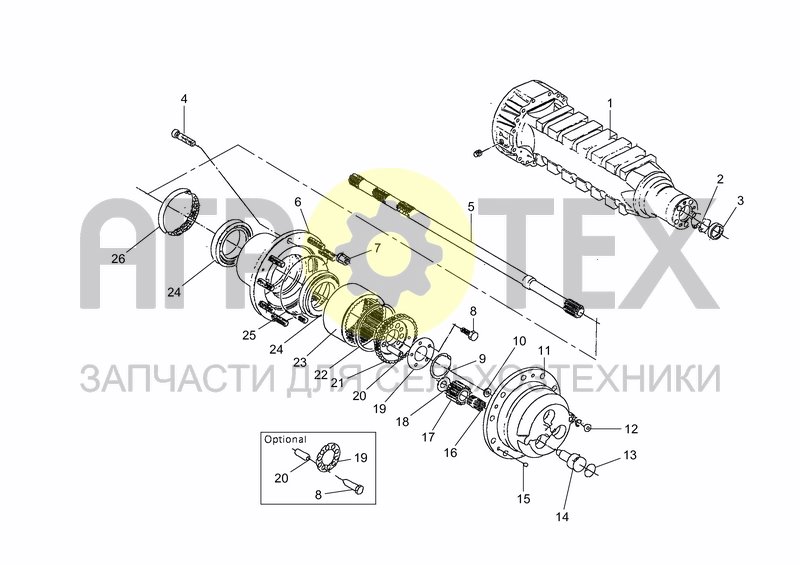 Чертеж AXLE - 40 KM/H HUB REDUCTION