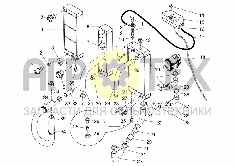 Чертеж COOLING SYSTEM ATTACHMENT PARTS