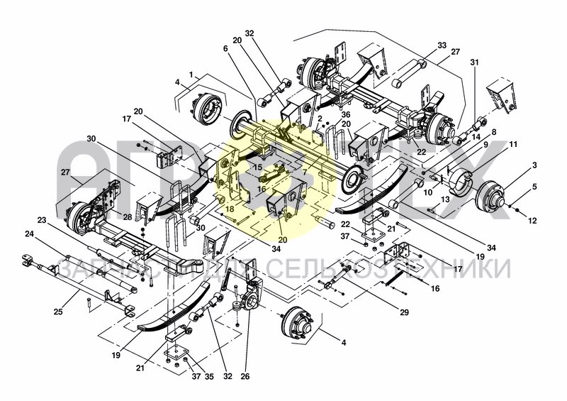 Чертеж TRIDEMAXLE WITH 2 STEERING AXLES