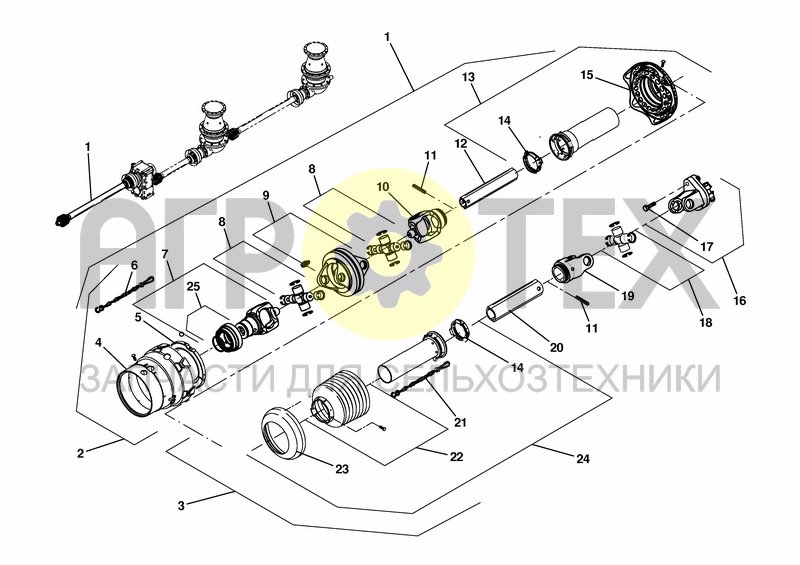 Чертеж WIDE ANGLE DRIVE SHAFT GKN WS