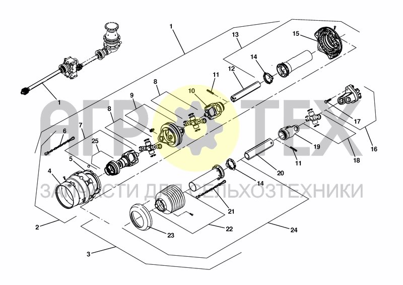 Чертеж WIDE ANGLE DRIVE SHAFT GKN WS