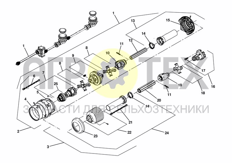 Чертеж WIDE ANGLE DRIVE SHAFT GKN WS