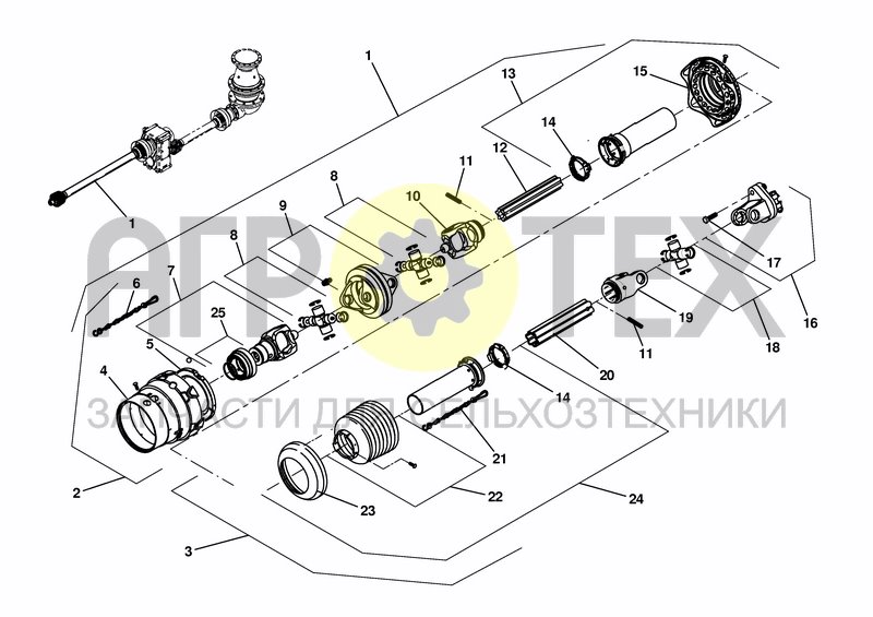 Чертеж WIDE ANGLE DRIVE SHAFT GKN WS