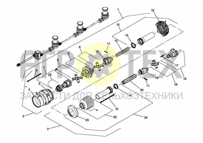 Чертеж WIDE ANGLE DRIVE SHAFT GKN WS