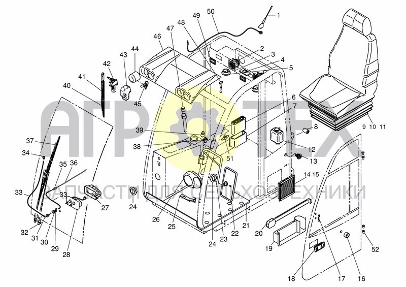 Чертеж CAB INTERNAL & ATTACHMENT PARTS