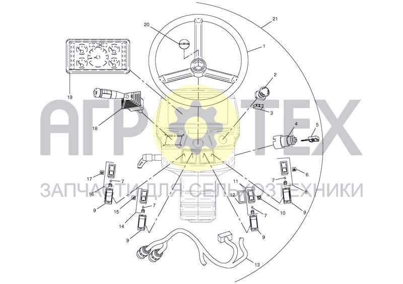 Чертеж CAB EL. PARTS STEERING COLUMN