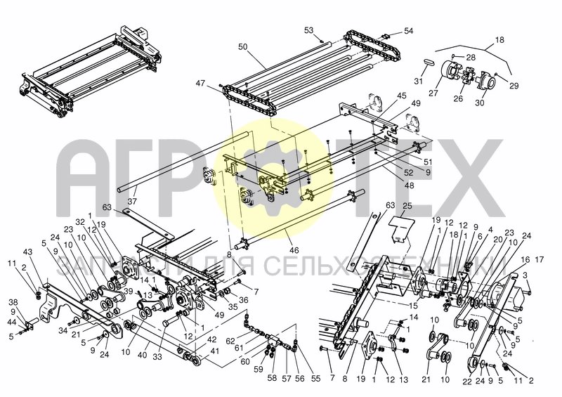 Чертеж CHAIN CONV. 600 RETRACTABLE - REAR LH/RH TO S.NR. 68131