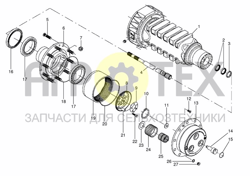 Чертеж AXLE TYP 176 HUB REDUCTION