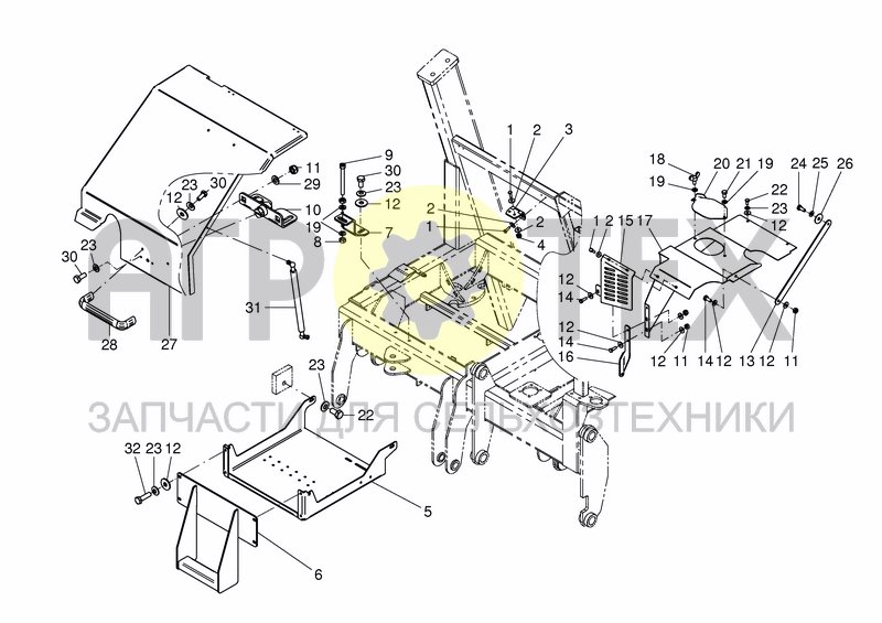 Чертеж CHASSIS ENGINE  4 CYL - VERSION 2