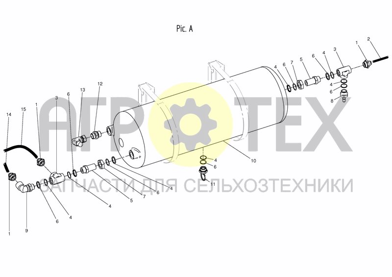 Чертеж AIR SYSTEM TANK WITH FITTINGS - PIC. A