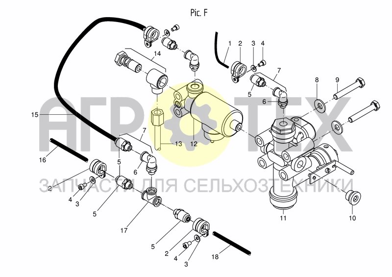 Чертеж AIR SYSTEM FRONT LOWER DEVICE- PIC. F