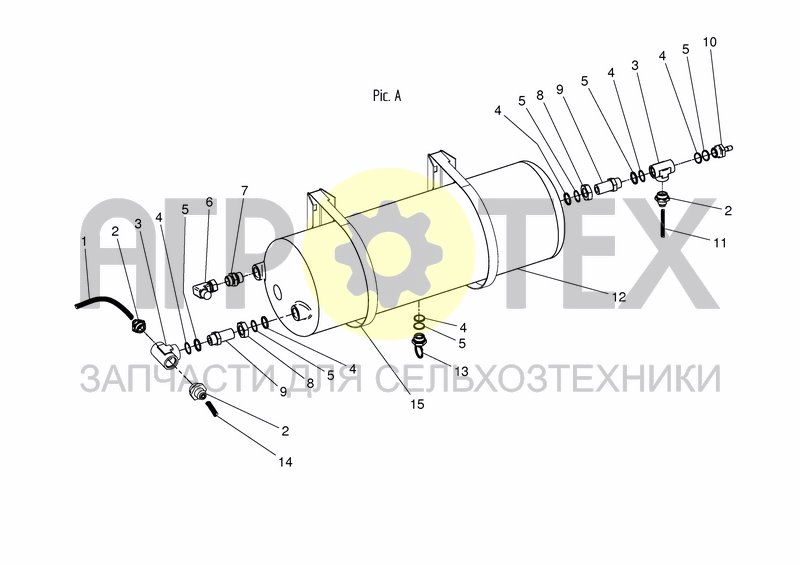 Чертеж AIR SYSTEM TANK WITH FITTINGS - PIC. A