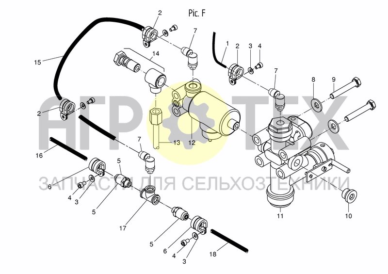 Чертеж AIR SYSTEM FRONT LOWER DEVICE- PIC. F