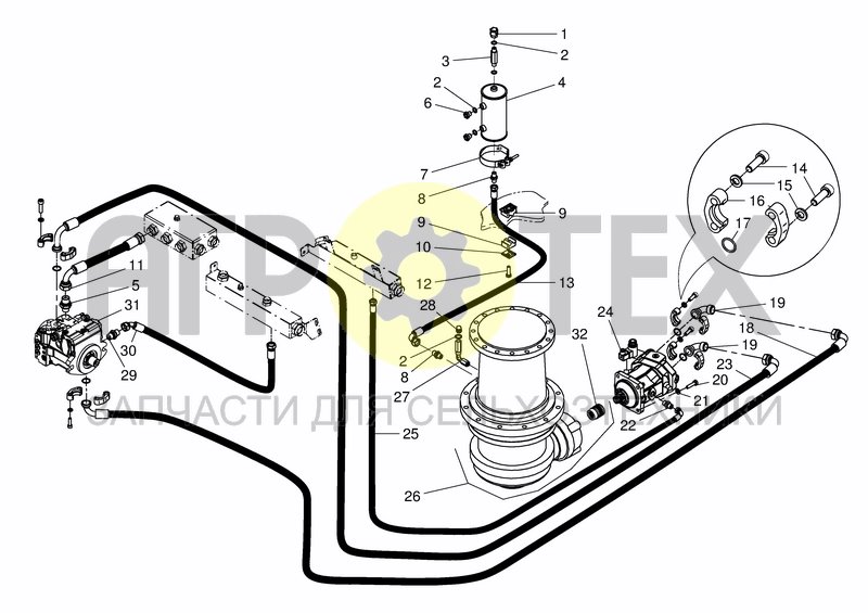 Чертеж HYD. MIXING SYSTEM 4-CYL BO