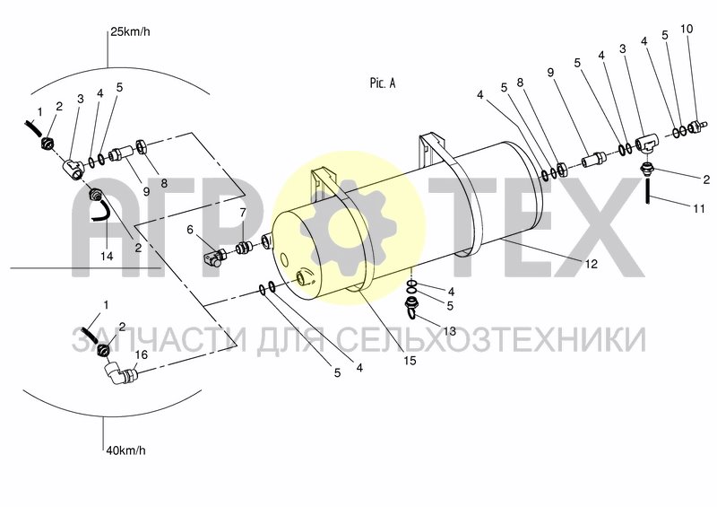 Чертеж AIR SYSTEM TANK WITH FITTINGS - PIC. A