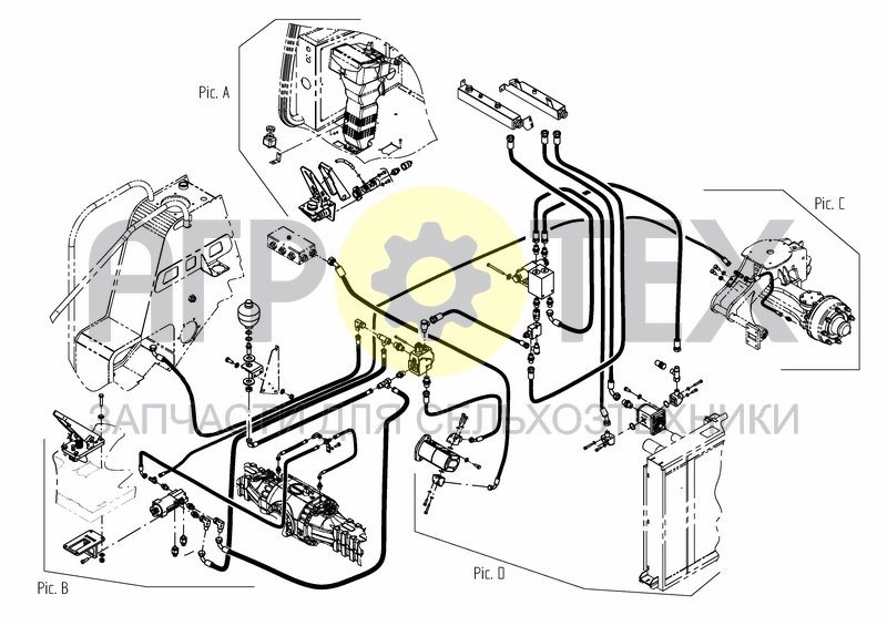 Чертеж HYD. SERVICE SYSTEM -  FAN & BRAKE - O/VIEW