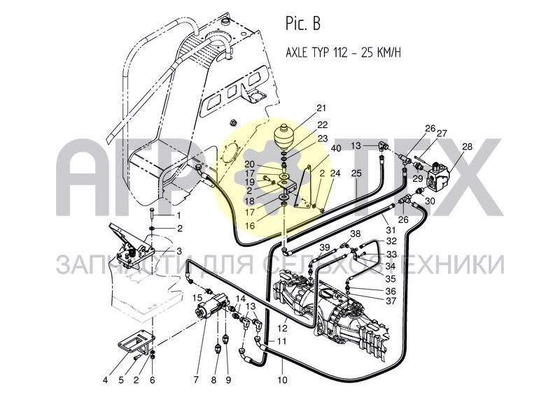 Чертеж FOOT SERVICE BRAKE - AXLE TYP 112 - 25 KM/H