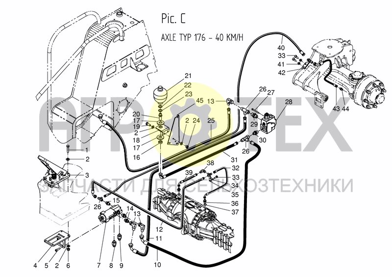 Чертеж FOOT SERVICE BRAKE - AXLE TYP 176 - 40 KM/H