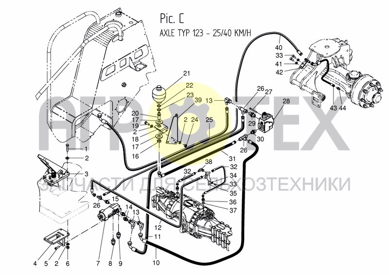 Чертеж FOOT SERVICE BRAKE - 20 DUO - 25/40 KM/H