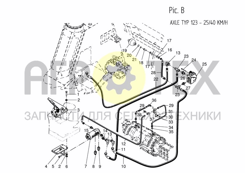 Чертеж FOOT SERVICE BRAKE - AXLE TYP 112 - 25 KM/H