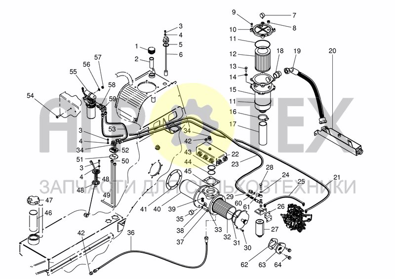 Чертеж FUEL & HYD. TANK HOSES & FITTINGS 6 ZYL.