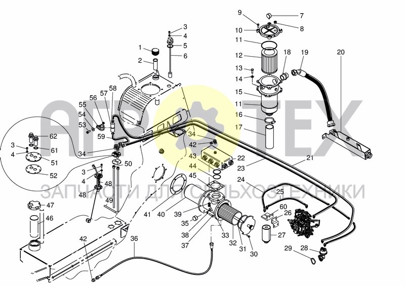 Чертеж FUEL & HYD. TANK HOSES & FITTINGS 4 ZYL.