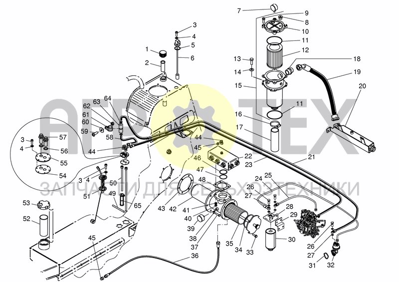 Чертеж FUEL & HYD. TANK HOSES & FITTINGS 4 ZYL.