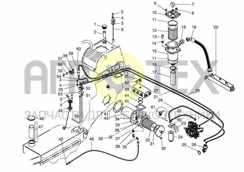 Чертеж FUEL & HYD. TANK HOSES & FITTINGS 4ZYL