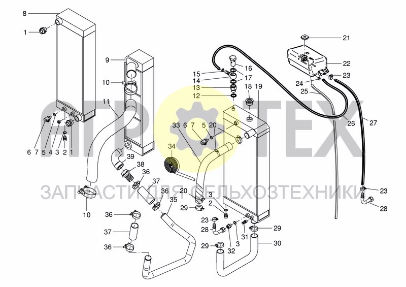 Чертеж COOLING SYSTEM ATTACHMENT PARTS