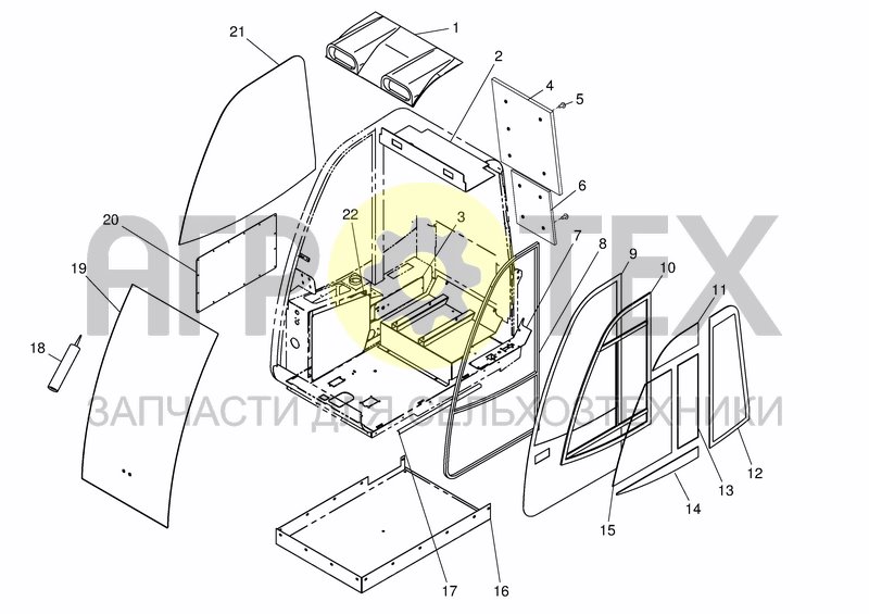 Чертеж CAB FRAME & WINDOWS