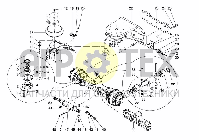 Чертеж REAR STEERING AXLE, AIR SPRING 20-22M3