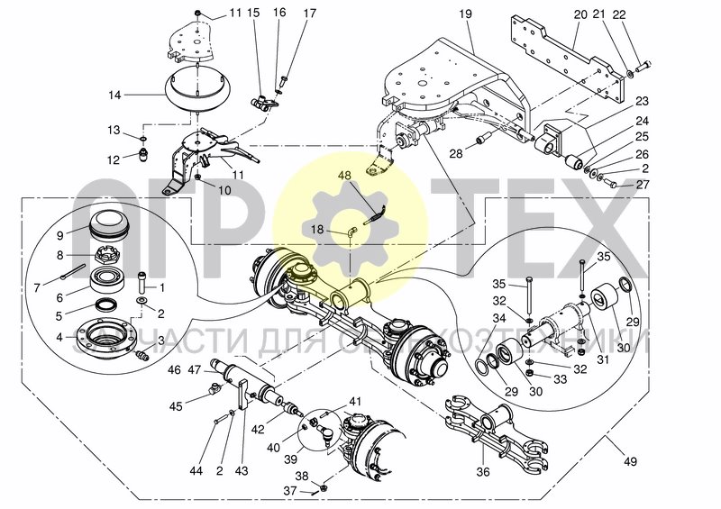 Чертеж REAR STEERING AXLE, AIR SPRING 20-22M3 TO S.NR. 69261