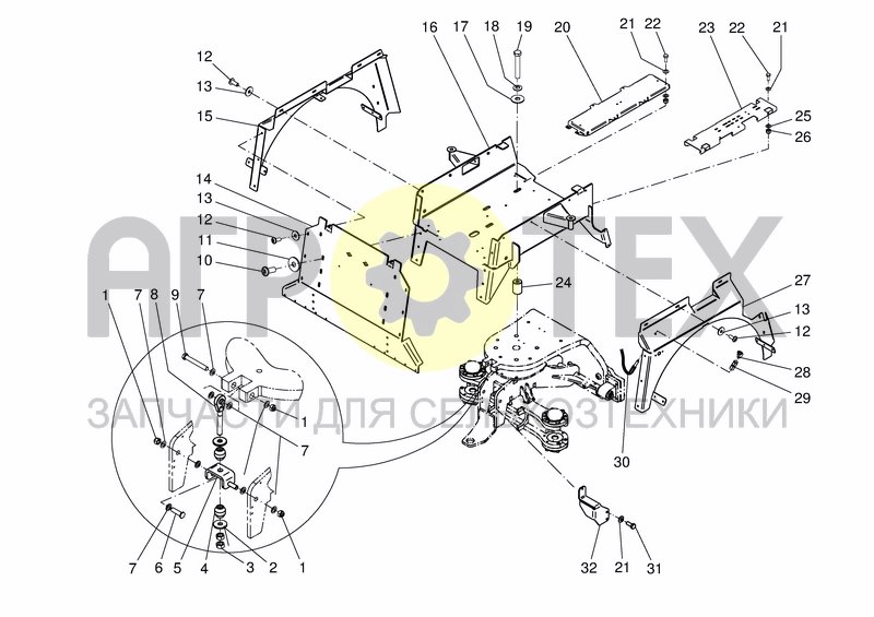 Чертеж REAR CHASSIS AXLE, BATTERY BOX 20M3