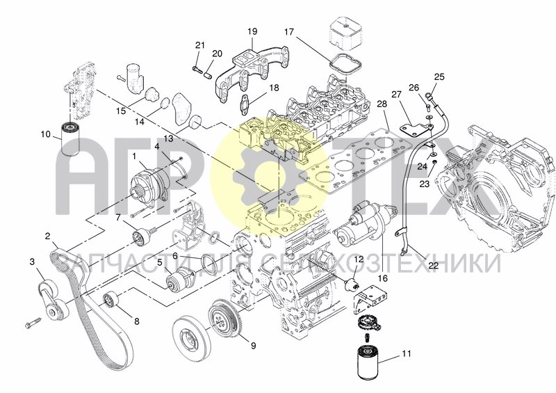 Чертеж SERVICE PARTS MOTOR 4 + 6 CYL