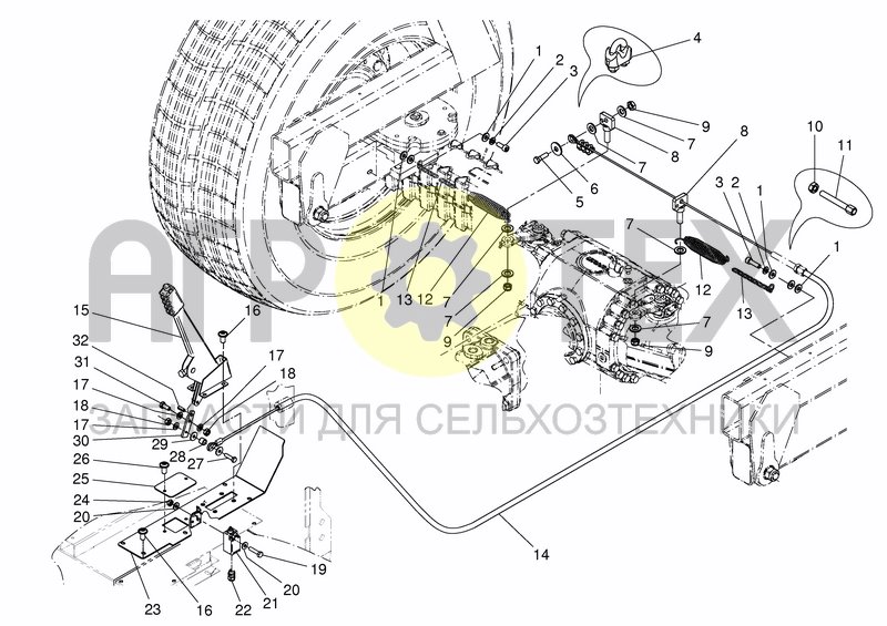 Чертеж BRAKE SYSTEM (HANDBRAKE) - 15KM/H